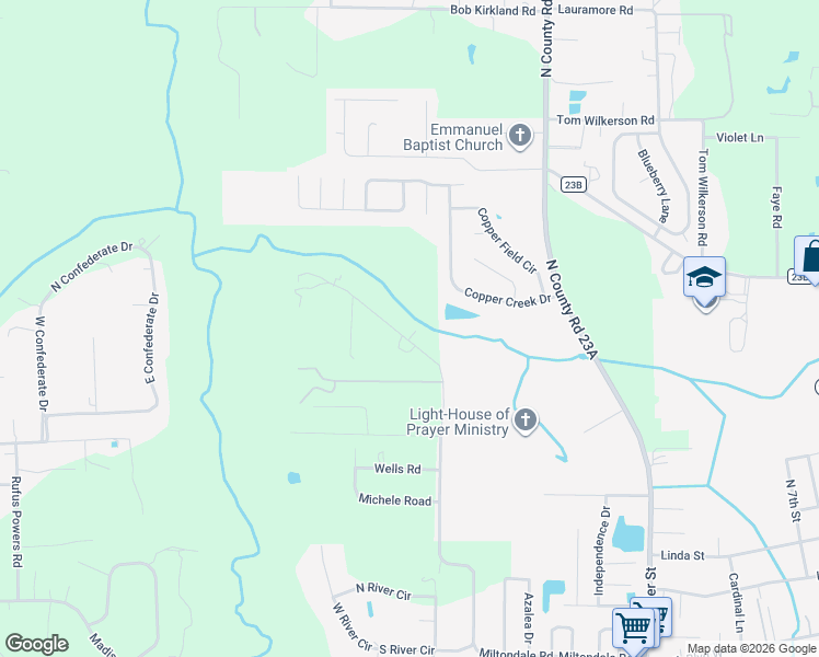 map of restaurants, bars, coffee shops, grocery stores, and more near 6896 Miltondale Road in Macclenny