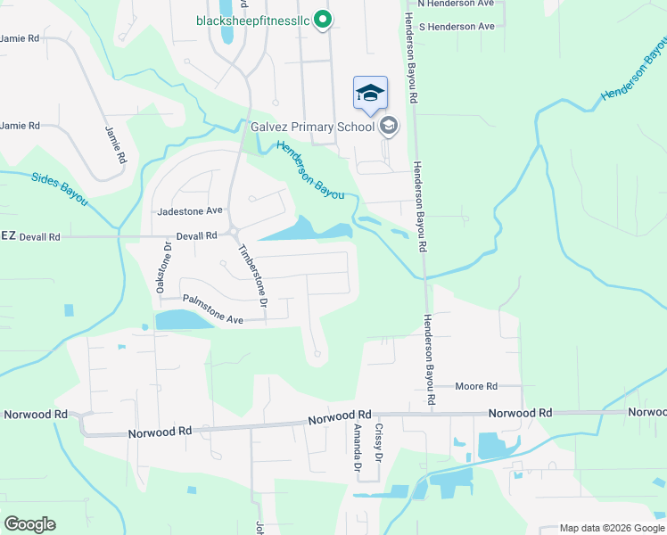 map of restaurants, bars, coffee shops, grocery stores, and more near 42530 Pebblestone Avenue in Prairieville