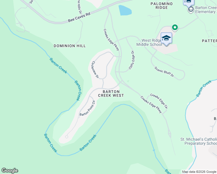 map of restaurants, bars, coffee shops, grocery stores, and more near 2800 Barton Point Drive in Austin