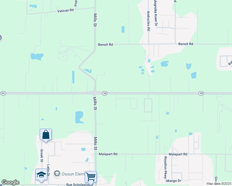 map of restaurants, bars, coffee shops, grocery stores, and more near 2236 West Gloria Switch Road in Carencro