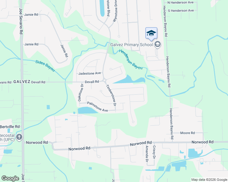 map of restaurants, bars, coffee shops, grocery stores, and more near 42415 Baystone Ave in Prairieville