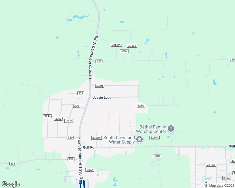 map of restaurants, bars, coffee shops, grocery stores, and more near 220 County Road 328N in Cleveland