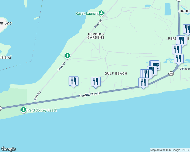 map of restaurants, bars, coffee shops, grocery stores, and more near 14281 Beach Heather Court in Perdido Key