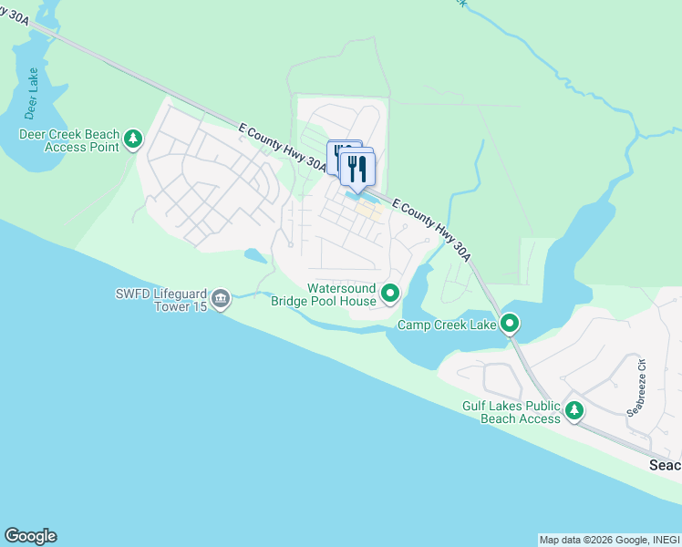 map of restaurants, bars, coffee shops, grocery stores, and more near 59 West Crabbing Hole Lane in Walton County