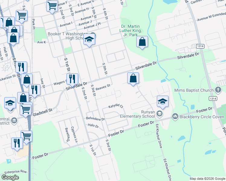 map of restaurants, bars, coffee shops, grocery stores, and more near 4 Eastwood Circle in Conroe