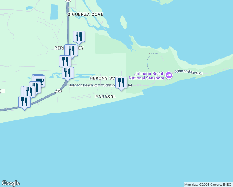map of restaurants, bars, coffee shops, grocery stores, and more near 1245 Parasol Place in Pensacola