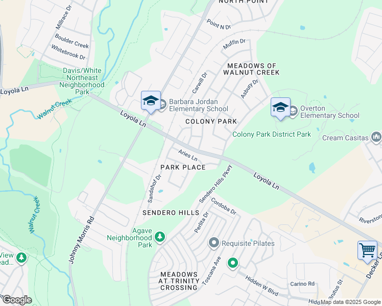 map of restaurants, bars, coffee shops, grocery stores, and more near 6700 Hillcroft Drive in Austin