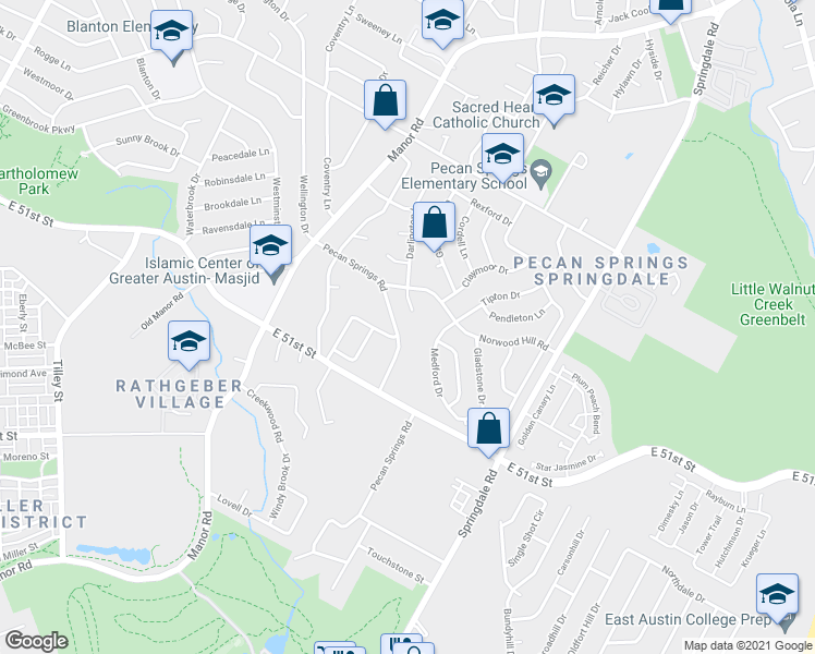 map of restaurants, bars, coffee shops, grocery stores, and more near 5302 Darlington Cove in Austin