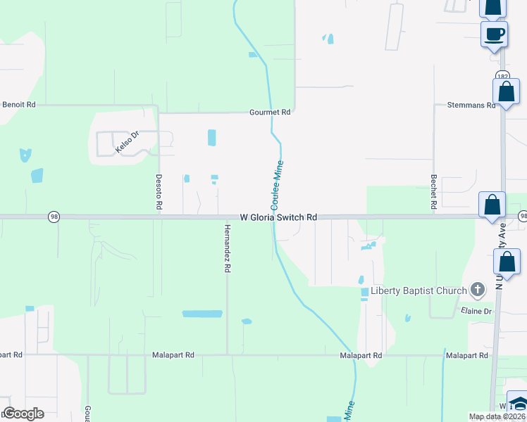 map of restaurants, bars, coffee shops, grocery stores, and more near 1400-1498 Gloria Switch Road in Carencro