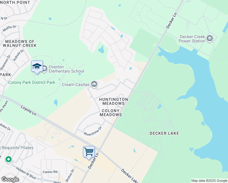 map of restaurants, bars, coffee shops, grocery stores, and more near 7205 East Meadow Bend Drive in Austin