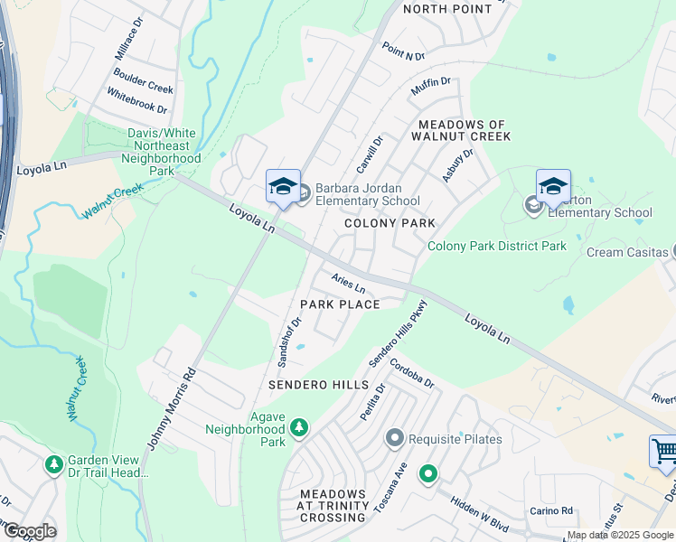 map of restaurants, bars, coffee shops, grocery stores, and more near 6706 Aries Lane in Austin