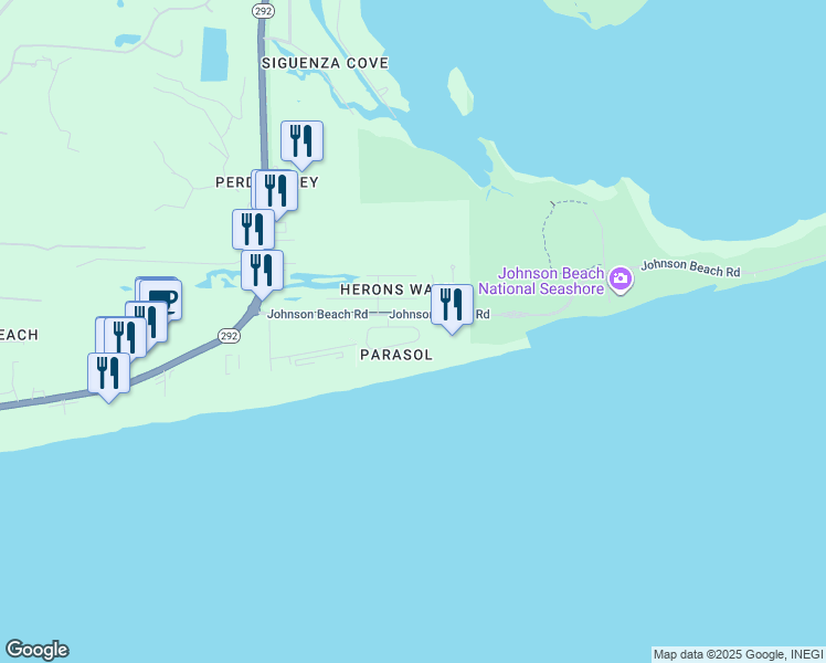map of restaurants, bars, coffee shops, grocery stores, and more near 1245 Parasol Place in Pensacola
