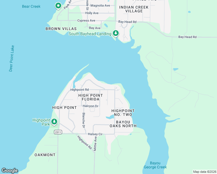 map of restaurants, bars, coffee shops, grocery stores, and more near 5007 High Point Drive in Panama City