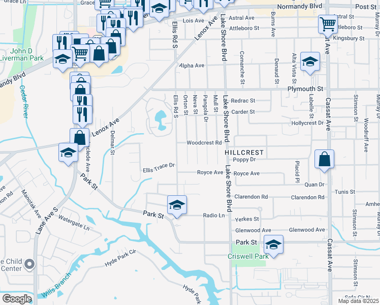 map of restaurants, bars, coffee shops, grocery stores, and more near 1319 Orton Street in Jacksonville