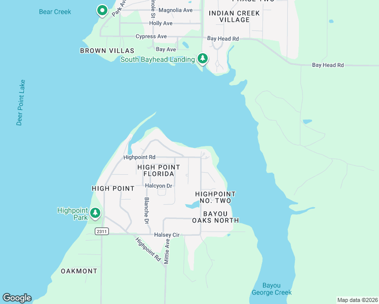 map of restaurants, bars, coffee shops, grocery stores, and more near 5007 High Point Drive in Panama City