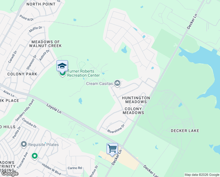 map of restaurants, bars, coffee shops, grocery stores, and more near 8005 Colony Loop Drive in Austin