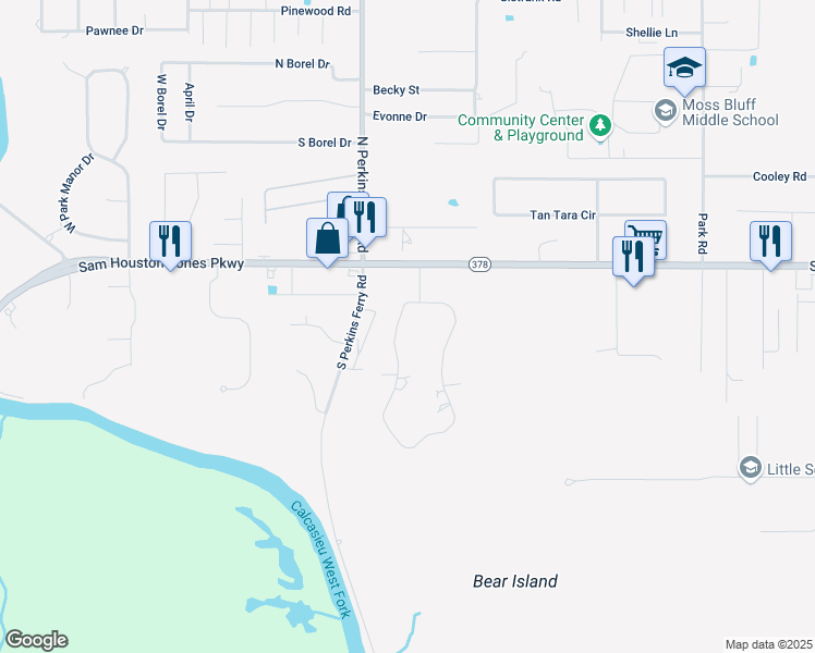 map of restaurants, bars, coffee shops, grocery stores, and more near 220 Santa Anna Dr in Lake Charles