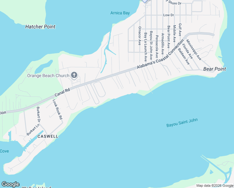 map of restaurants, bars, coffee shops, grocery stores, and more near 29046 Canal Road in Orange Beach