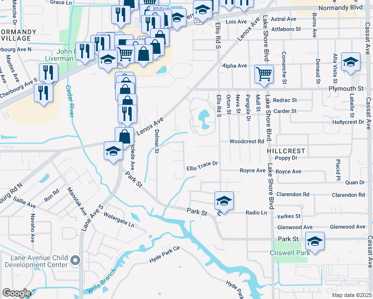 map of restaurants, bars, coffee shops, grocery stores, and more near 1321 Ellis Trace Drive West in Jacksonville