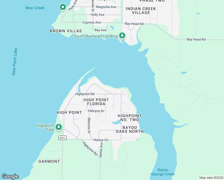 map of restaurants, bars, coffee shops, grocery stores, and more near 5007 High Point Drive in Panama City