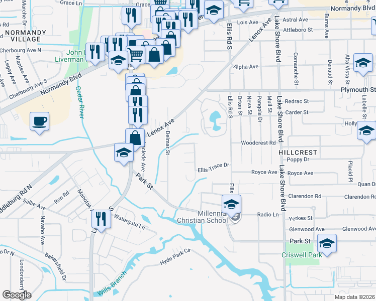 map of restaurants, bars, coffee shops, grocery stores, and more near 6113 Key Hollow Court in Jacksonville