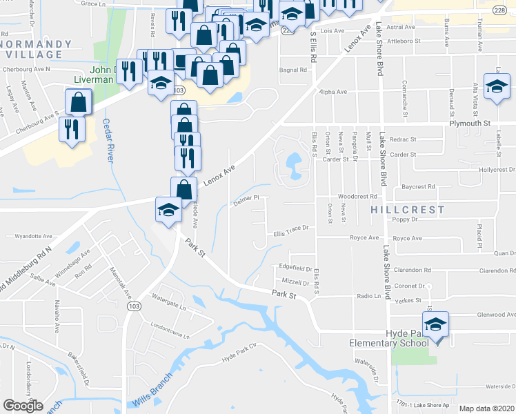 map of restaurants, bars, coffee shops, grocery stores, and more near 6113 Key Hollow Court in Jacksonville