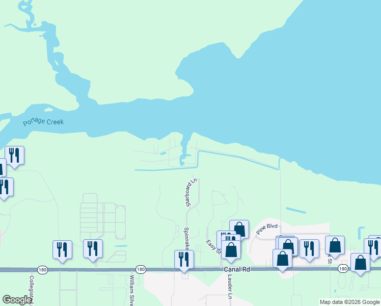 map of restaurants, bars, coffee shops, grocery stores, and more near 24293 Gulf Bay Road in Orange Beach