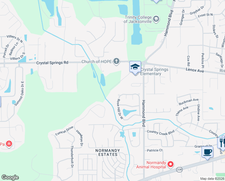 map of restaurants, bars, coffee shops, grocery stores, and more near 8982 Old Gainesville Road in Jacksonville