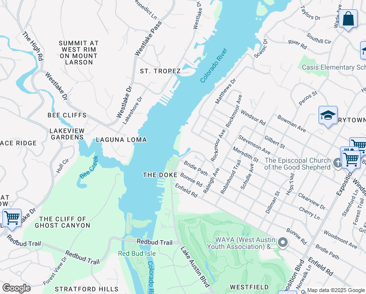 map of restaurants, bars, coffee shops, grocery stores, and more near 1804 Rockmoor Avenue in Austin