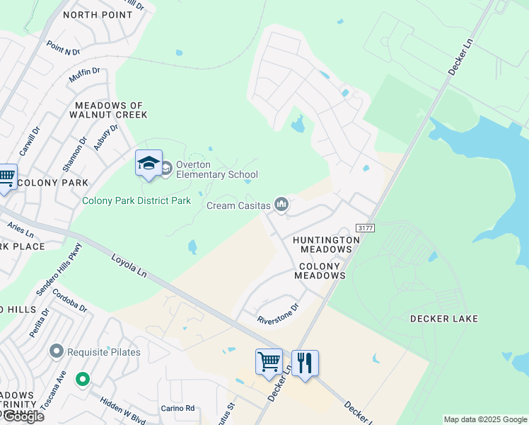 map of restaurants, bars, coffee shops, grocery stores, and more near Colony Loop Drive in Austin
