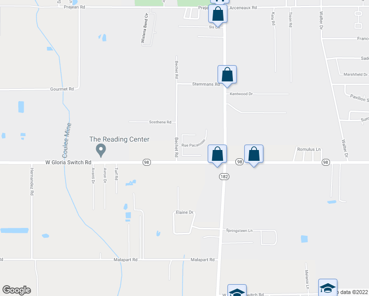 map of restaurants, bars, coffee shops, grocery stores, and more near 200 Rue Pacannier in Carencro