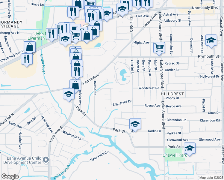 map of restaurants, bars, coffee shops, grocery stores, and more near 6113 Key Hollow Court in Jacksonville