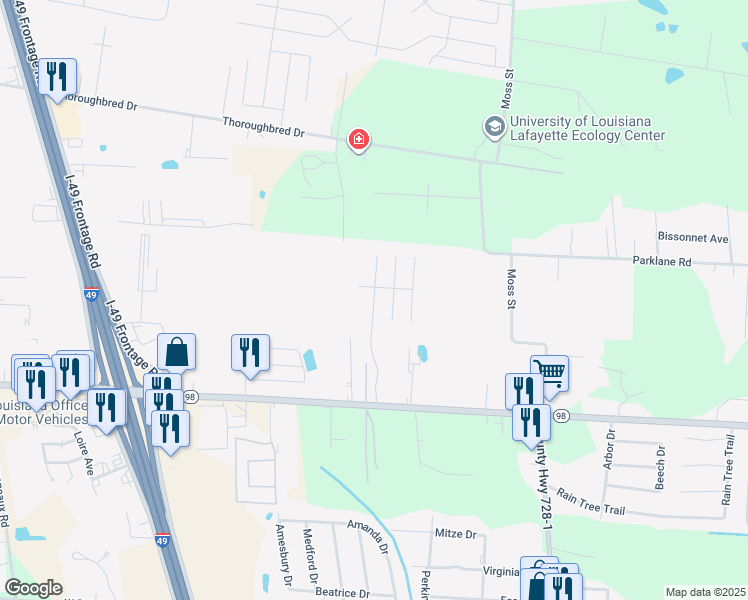 map of restaurants, bars, coffee shops, grocery stores, and more near 329 East Gloria Switch Road in Lafayette