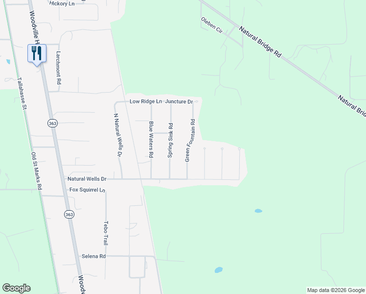 map of restaurants, bars, coffee shops, grocery stores, and more near 10091 Green Fountain Road in Tallahassee