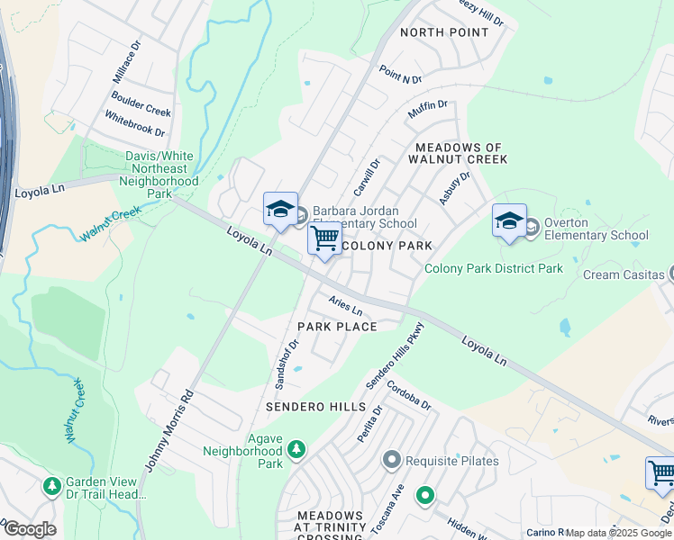 map of restaurants, bars, coffee shops, grocery stores, and more near 6703 Sandshof Circle in Austin