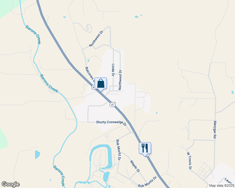 map of restaurants, bars, coffee shops, grocery stores, and more near 20 Linda Drive in Fredericksburg