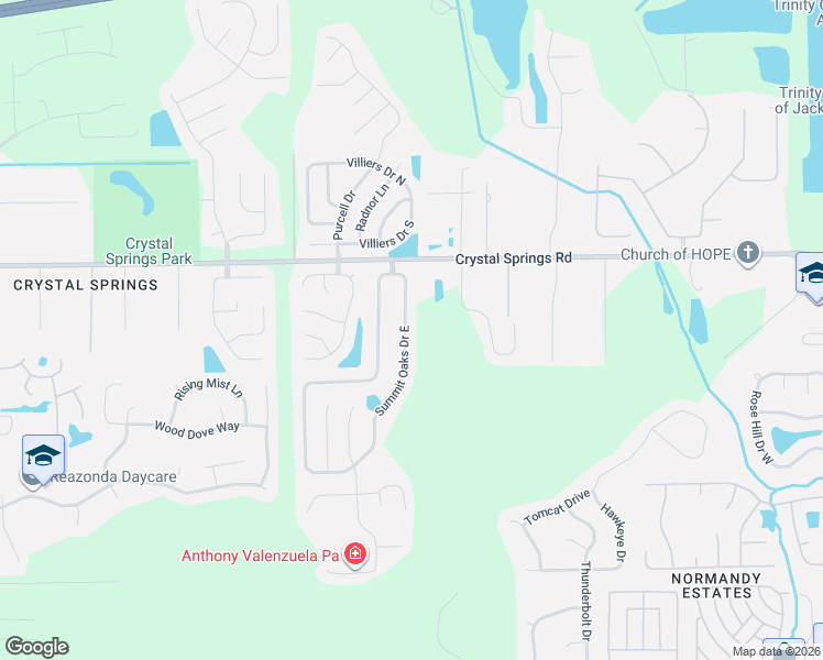 map of restaurants, bars, coffee shops, grocery stores, and more near 1283 Summit Oaks Drive in Jacksonville
