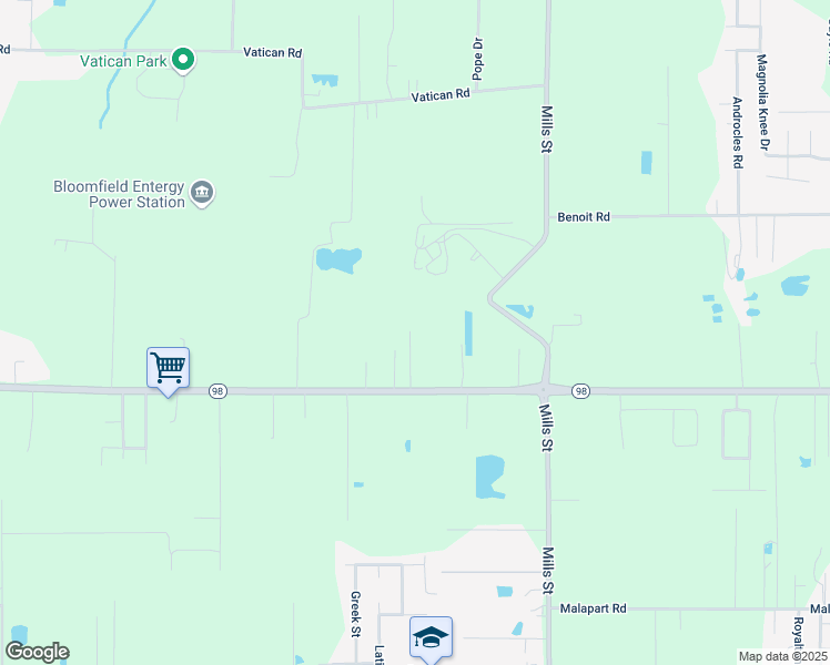 map of restaurants, bars, coffee shops, grocery stores, and more near 2510 West Gloria Switch Road in Carencro