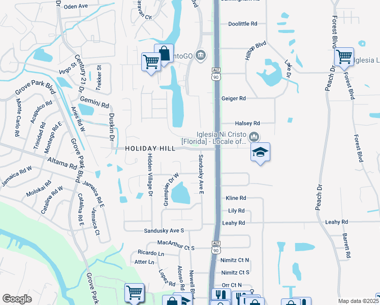 map of restaurants, bars, coffee shops, grocery stores, and more near 8980 Ivey Rd in Jacksonville