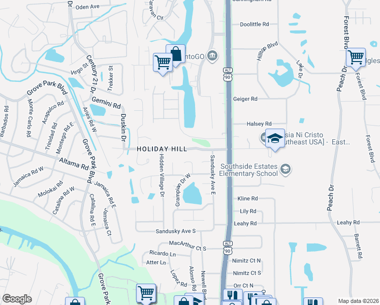 map of restaurants, bars, coffee shops, grocery stores, and more near 8934 Ivey Road in Jacksonville