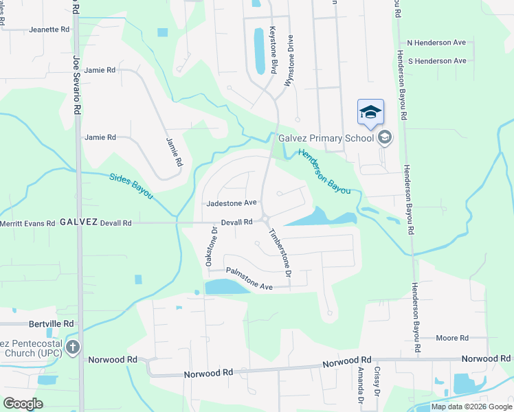 map of restaurants, bars, coffee shops, grocery stores, and more near 15567 Timberstone Drive in Prairieville