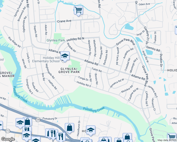 map of restaurants, bars, coffee shops, grocery stores, and more near 1022 Lido Road in Jacksonville