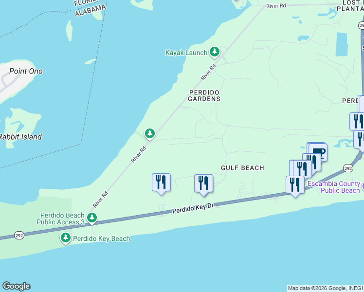 map of restaurants, bars, coffee shops, grocery stores, and more near 14605 Salt Meadow Drive in Pensacola