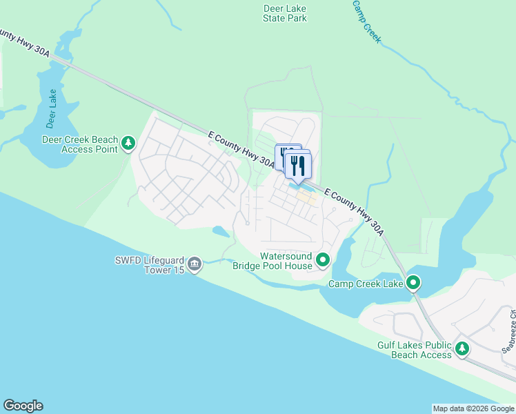 map of restaurants, bars, coffee shops, grocery stores, and more near 4 Clipper Street in Rosemary Beach