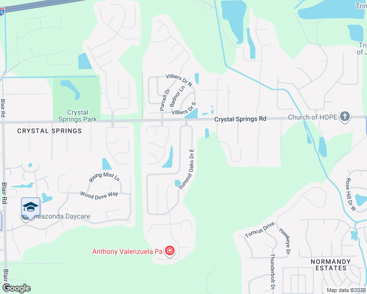 map of restaurants, bars, coffee shops, grocery stores, and more near 1261 Summit Oaks Drive West in Jacksonville