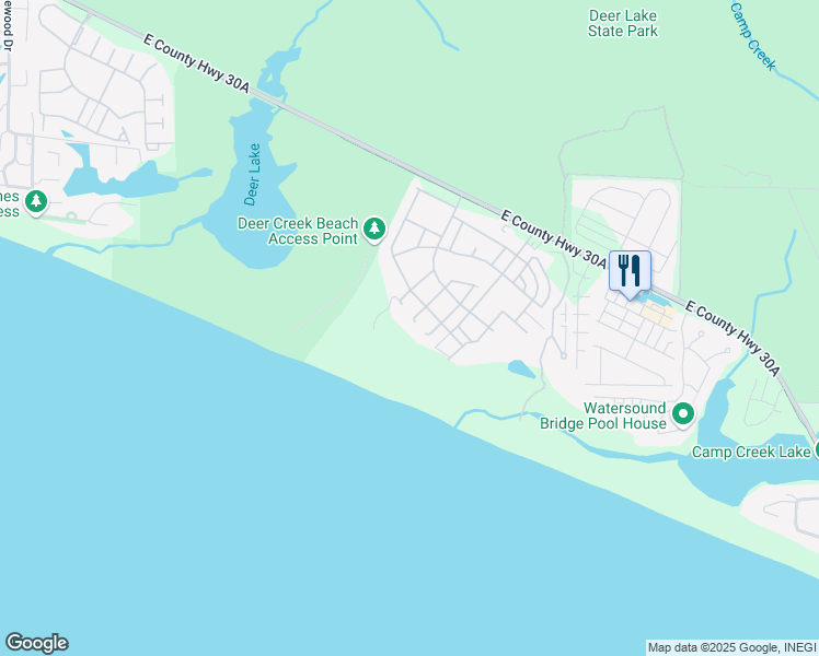 map of restaurants, bars, coffee shops, grocery stores, and more near 113 South Founders Lane in Panama City Beach