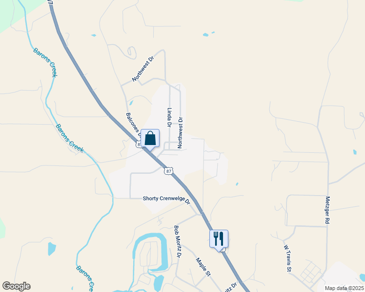 map of restaurants, bars, coffee shops, grocery stores, and more near 156 Northwest Drive in Fredericksburg