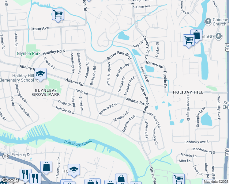 map of restaurants, bars, coffee shops, grocery stores, and more near 892 Trinidad Road in Jacksonville