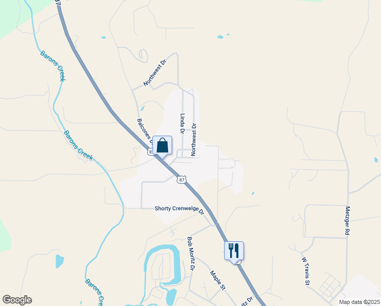 map of restaurants, bars, coffee shops, grocery stores, and more near 156 Northwest Drive in Fredericksburg