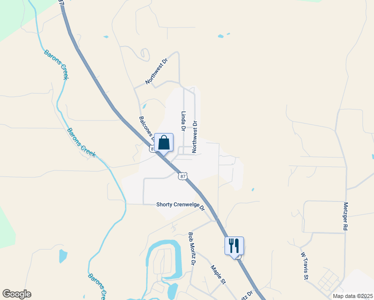 map of restaurants, bars, coffee shops, grocery stores, and more near 20 Linda Drive in Fredericksburg